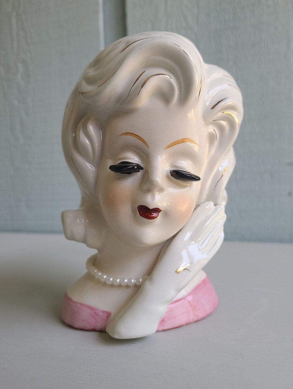 Vintage Nippon Lady Head Vase Pearls